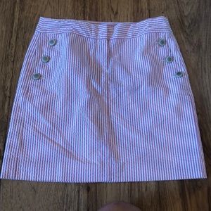 LOFT pink and White Seersucker Skirt